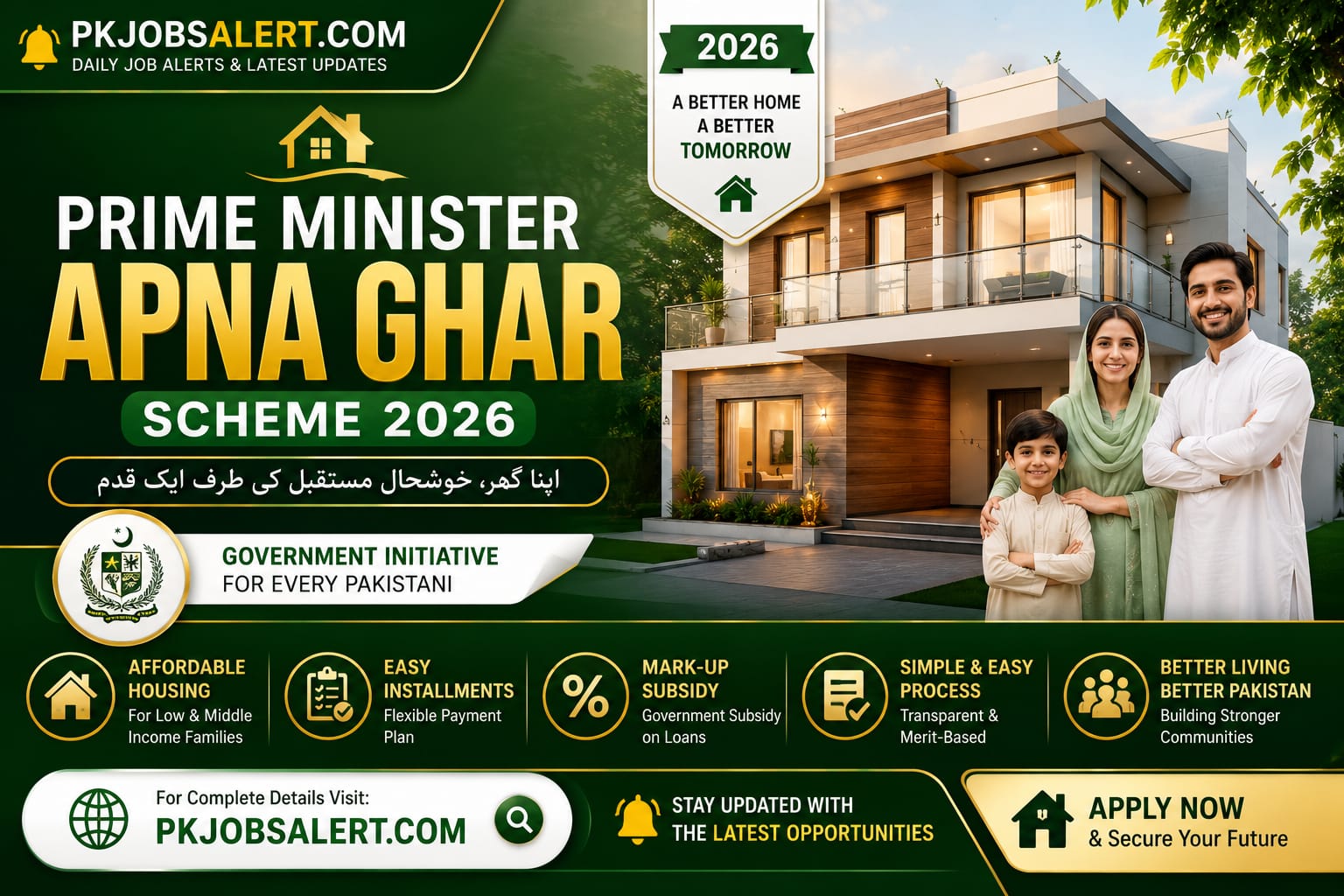 Prime Minister Apna Ghar Scheme 2026 – apply online for affordable housing loan up to Rs.10 million at 5% markup